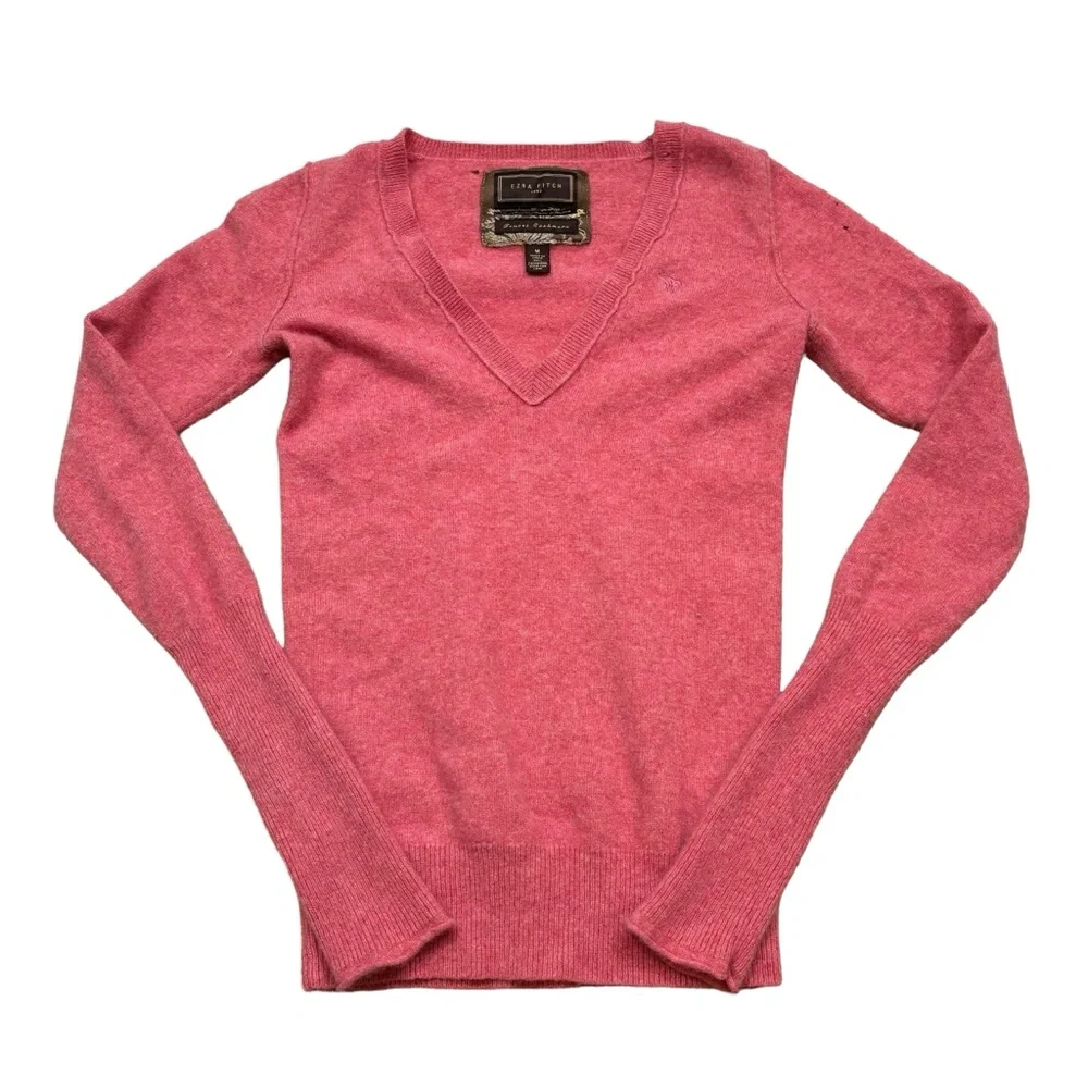 Ladies Ezra Fitch 100% Cashmere Pink V Neck Sweater Size Medium